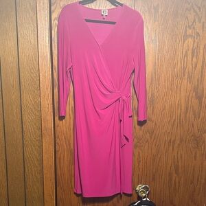 Anne Klein Fuchsia Long Sleeve Dress